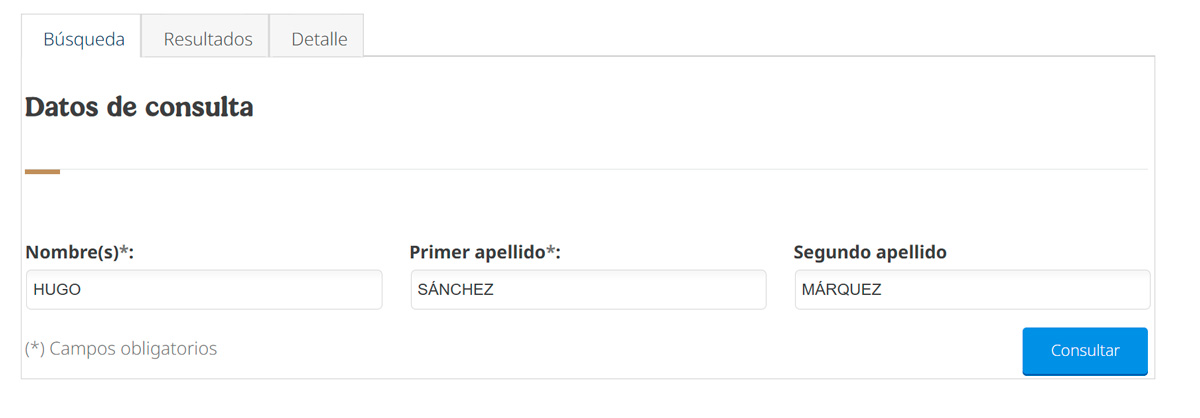 Captura de pantalla, página web, Datos de Consulta de Cédula Profesional