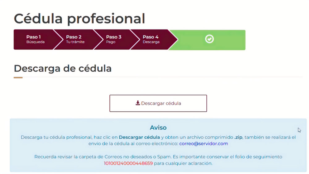 Captura de pantalla, Descargat Cédula Profdesional