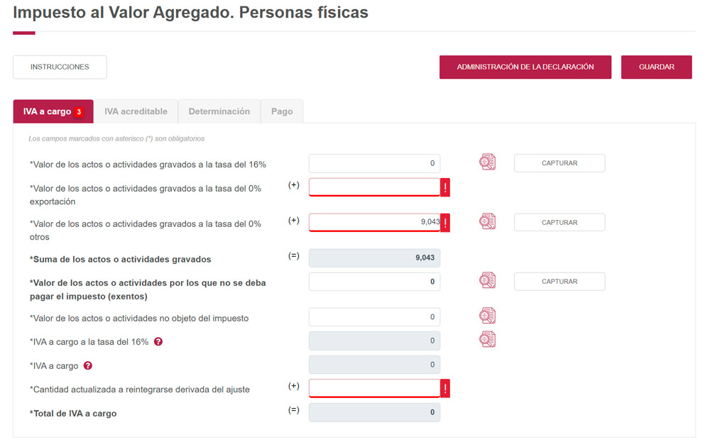 Captura de pantalla, IVA, personas físicas con actividades empresariales